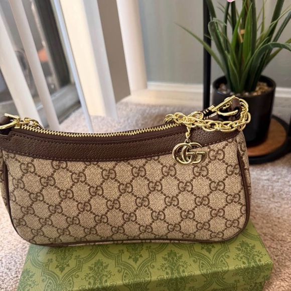 Brown and Gold Women's Bag - Picture 4 of 5